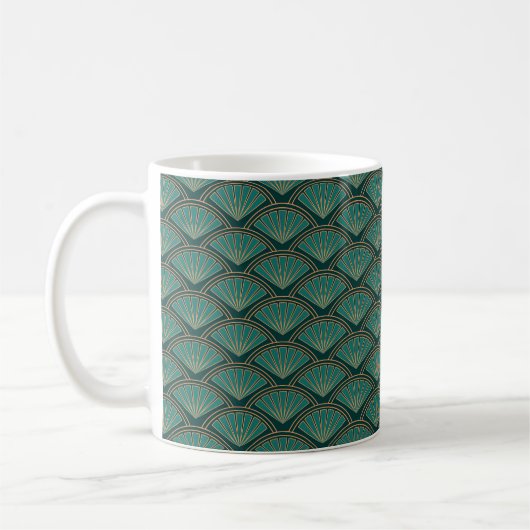 Art-Déco-Muster in aquamariner grüner Farbe Kaffeetasse (Links)