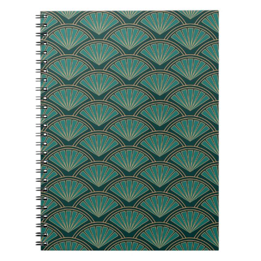 Art-Déco-Muster in aquamariner grüner Farbe Notizblock (Vorderseite)