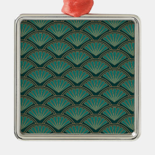 Art-Déco-Muster in aquamariner grüner Farbe Ornament Aus Metall