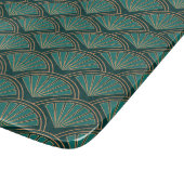 Art-Déco-Muster in aquamariner grüner Farbe Schneidebrett (Ecke)