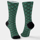 Art-Déco-Muster in aquamariner grüner Farbe Socken (Gewinkelt)