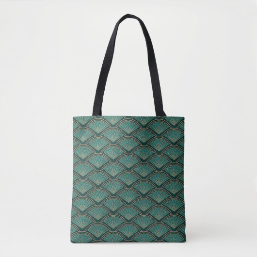 Art-Déco-Muster in aquamariner grüner Farbe Tasche (Vorderseite)