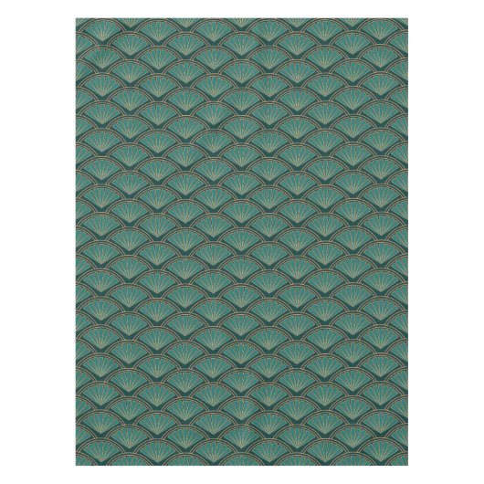 Art-Déco-Muster in aquamariner grüner Farbe Tischdecke (Vorderseite)