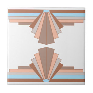Art Deco-Muster in Beige und Blau Fliese