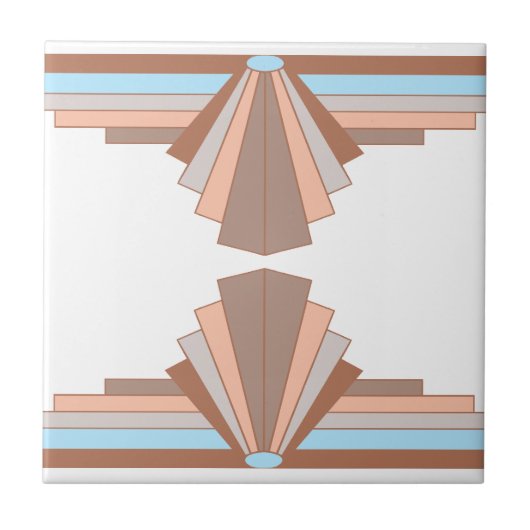 Art Deco-Muster in Beige und Blau Fliese (Vorderseite)