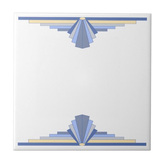 Art-Déco-Muster in Blau Fliese (Vorderseite)