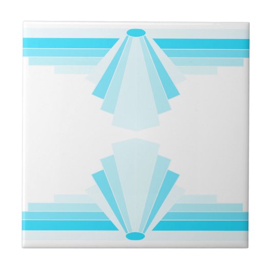 Art Deco Muster in Blau Fliese (Vorderseite)