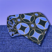Art-Deco-Muster in blau und schwarz (Nr. 2) Krawatte