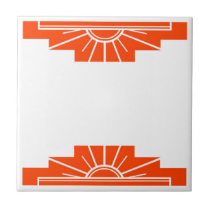 Art Deco Muster in Bold Orange Fliese