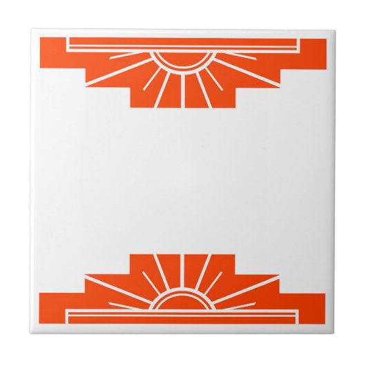 Art Deco Muster in Bold Orange Fliese (Vorderseite)