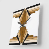 Art Deco Muster in Braun, Tan und Schwarz Quadratische Wanduhr (Winkel)