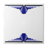 Art Deco Muster in Deep Blue Fliese (Vorderseite)