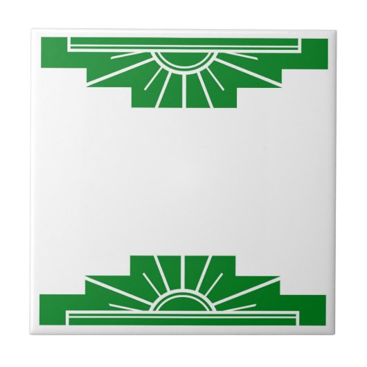 Art Deco Muster in Deep Green Fliese (Vorderseite)
