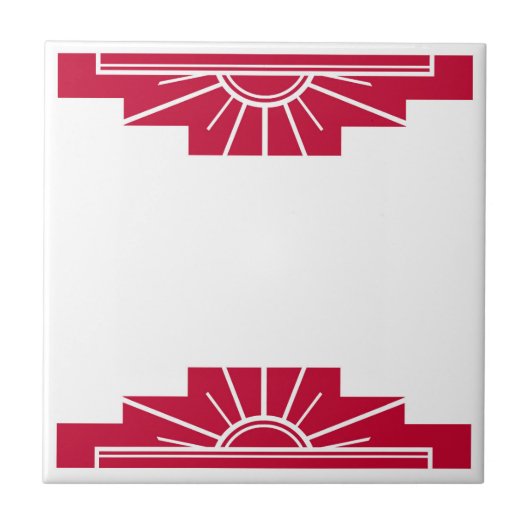 Art Deco Muster in Deep Ruby Fliese (Vorderseite)