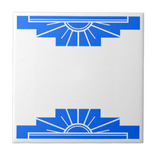 Art Deco Muster in fett Blau Fliese