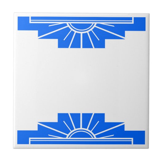 Art Deco Muster in fett Blau Fliese (Vorderseite)