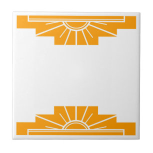 Art-Deco-Muster in fett Orange Fliese