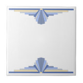 Art Deco Muster in Grau Blau Fliese (Vorderseite)