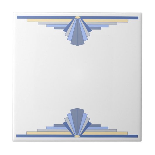 Art Deco Muster in Grau Blau Fliese (Vorderseite)