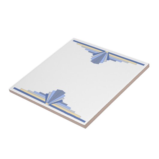 Art Deco Muster in Grau Blau Fliese (Seite)