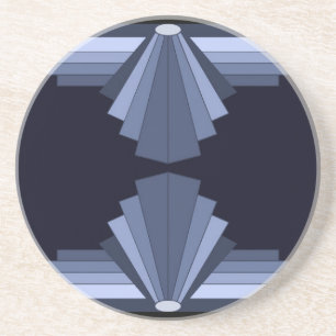 Art-Deco-Muster in Grau-Blues Getränkeuntersetzer