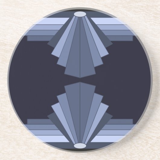 Art-Deco-Muster in Grau-Blues Getränkeuntersetzer (Vorne)