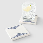 Art-Deco-Muster in Grau-Blues Steinuntersetzer (Seitenansicht)