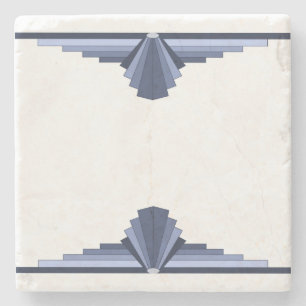 Art-Deco-Muster in Grau-Blues Steinuntersetzer