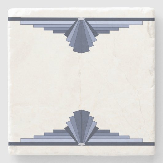 Art-Deco-Muster in Grau-Blues Steinuntersetzer (Vorderseite)