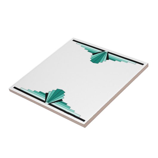 Art-Déco-Muster in Grün Fliese (Seite)