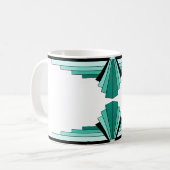 Art Deco Muster in Grün Kaffeetasse (Vorderseite Links)