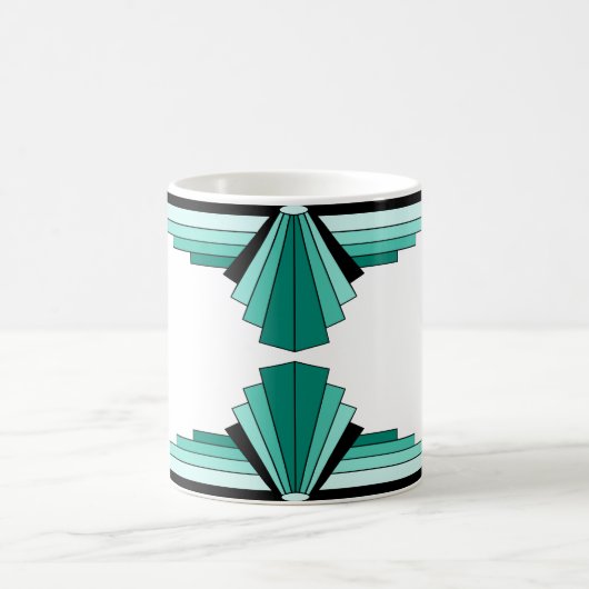 Art Deco Muster in Grün Kaffeetasse (Mittel)