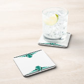 Art-Deco-Muster in Grün und Schwarz Getränkeuntersetzer (Rechte Seite)