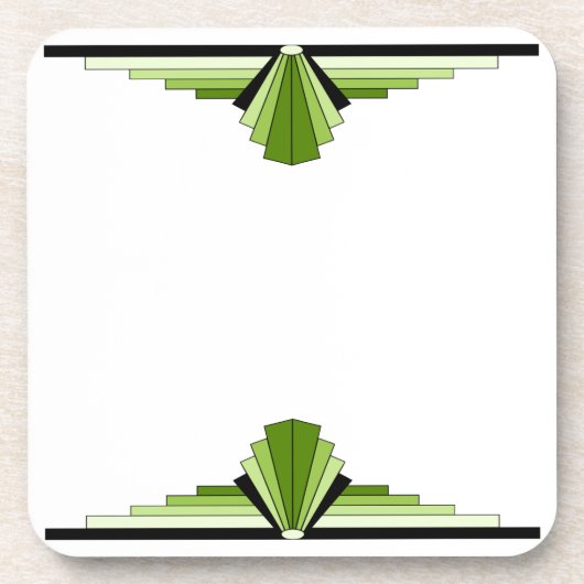 Art-Deco-Muster in Grün und Schwarz Getränkeuntersetzer (Vorderseite)