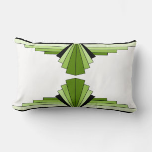 Art Deco Muster in Grün und Schwarz Lumbar Kissen