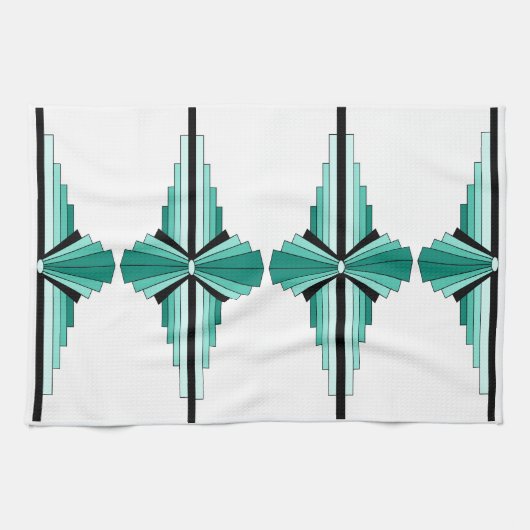 Art Deco Muster in Grüntöne Handtuch (Horizontal)