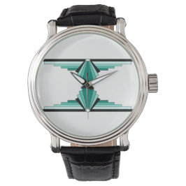 Art Deco Muster in Grüntönen Armbanduhr