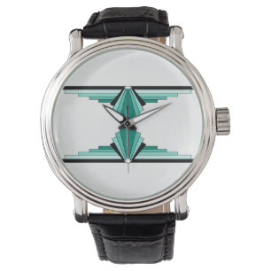 Art Deco Muster in Grüntönen Armbanduhr