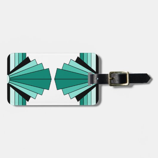 Art Deco Muster in Grüntönen Gepäckanhänger (Vorderseite horizontal)