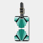 Art Deco Muster in Grüntönen Gepäckanhänger (Vorderseite vertikal)