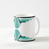 Art-Deco-Muster in Grüntönen Kaffeemaschine Tasse (VorderseiteRechts)