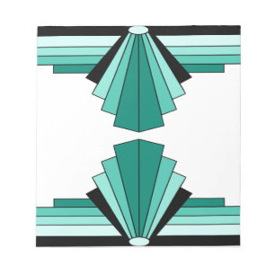 Art Deco Muster in Grüntönen Notizblock