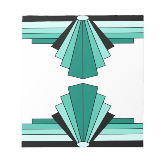 Art Deco Muster in Grüntönen Notizblock (Vorderseite)