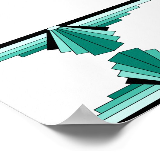 Art Deco Muster in Grüntönen Poster (Ecke)