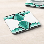 Art Deco Muster in Grüntönen Untersetzer (Linke Seite)