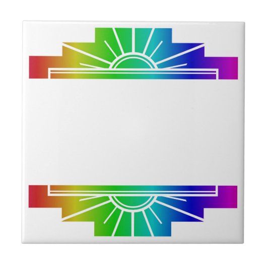 Art-Deco-Muster in hellen Farben Fliese (Vorderseite)