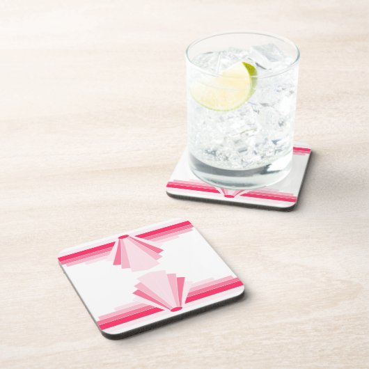 Art Deco Muster in hellrosa Getränkeuntersetzer (Rechte Seite)