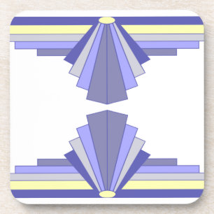 Art Deco Muster in Lila & Lemon Getränkeuntersetzer