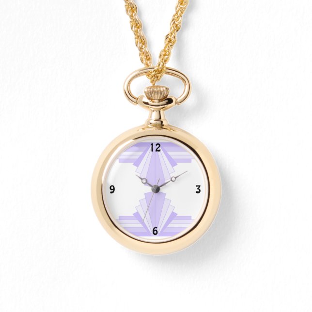 Art Deco Muster in Lilac Armbanduhr (Vorderseite)