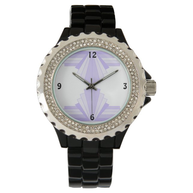 Art Deco Muster in Lilac Armbanduhr (Vorderseite)